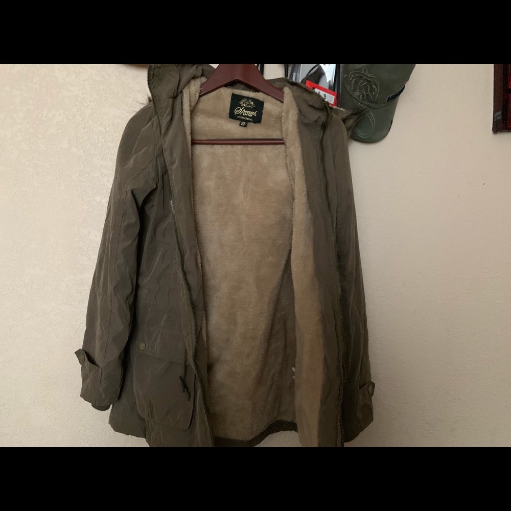 Olive green fur jacket